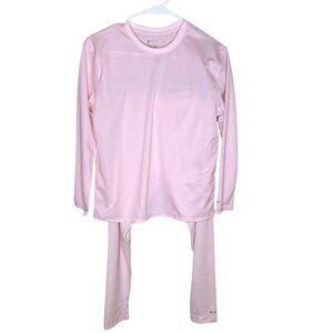 Columbia Girl's Light Pink Base Layer 2-Piece Set, Long Sleeves/Pants, Size L/XL